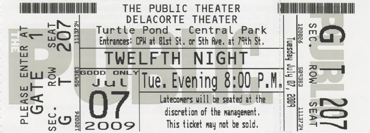 Shakespeare in the park Ticket Central park NYC